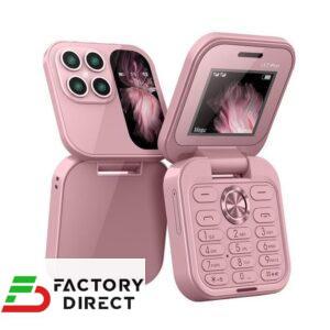 FD i17 PRO Mini Foldable Flip Phone Purple Color with FM Radio, Magic Voice, Calling