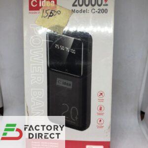 FD C Idea 20,000mAh High-Capacity Power Bank – 3-Port Output (USB-C & Dual USB-A) with LED Digital Display & Torch