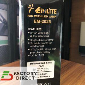 product-grid-gallery-item EimLite EM-2025 Rechargeable 8″ Fan with LED Lamp & Mobile Charger