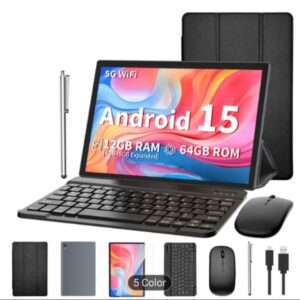 Android 15 Tablet With Keyboard Mouse Stylus and Case 12GB RAM 64GB ROM 5G