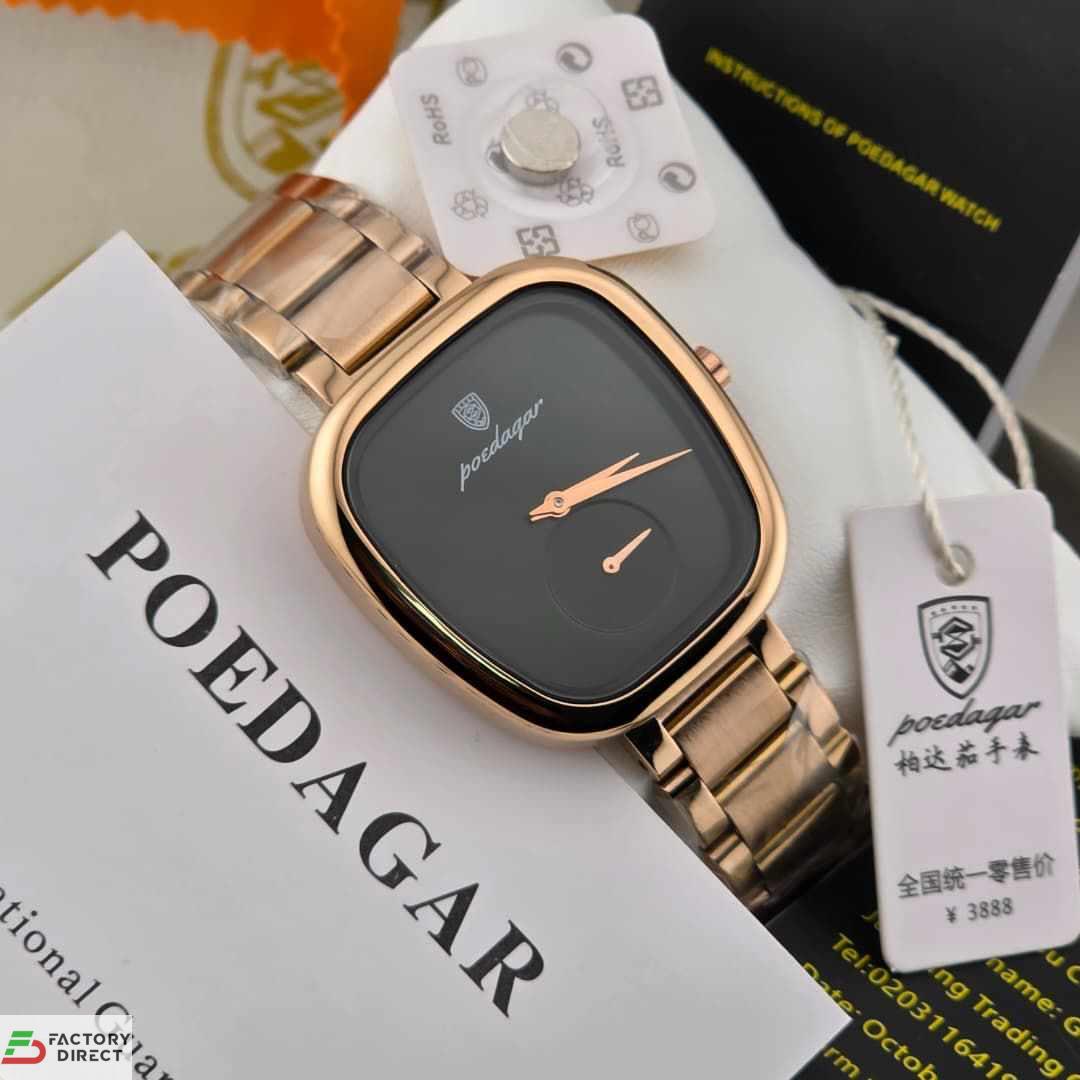 POEDAGAR Female Minimalist Quartz Watch (Rose Gold)