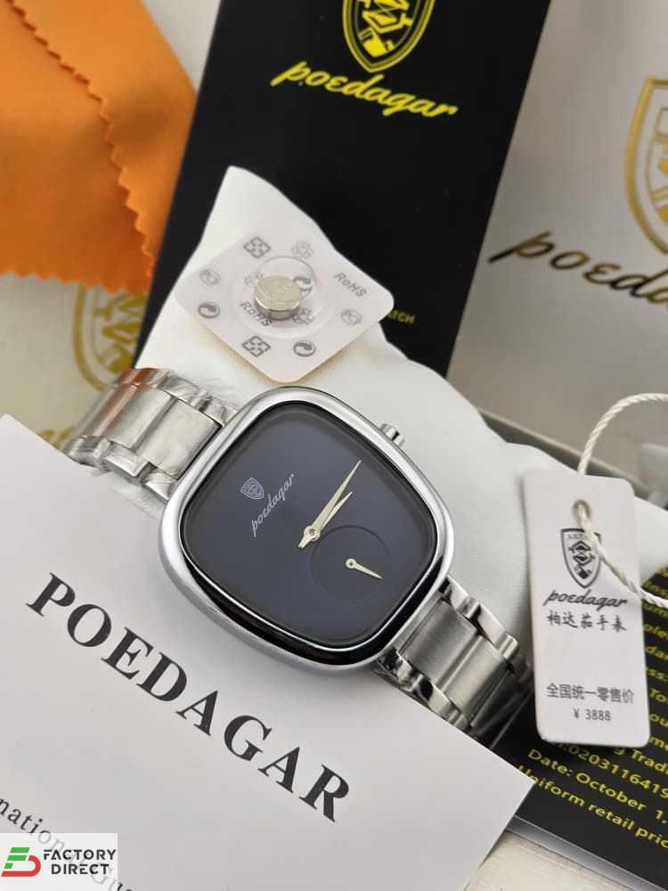 POEDAGAR Female Minimalist Quartz Watch (Silver)