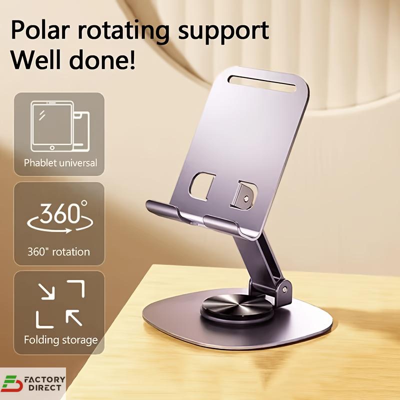 360° Rotating Metal Desktop Phone & Tablet Stand (Foldable & Adjustable) - Image 2