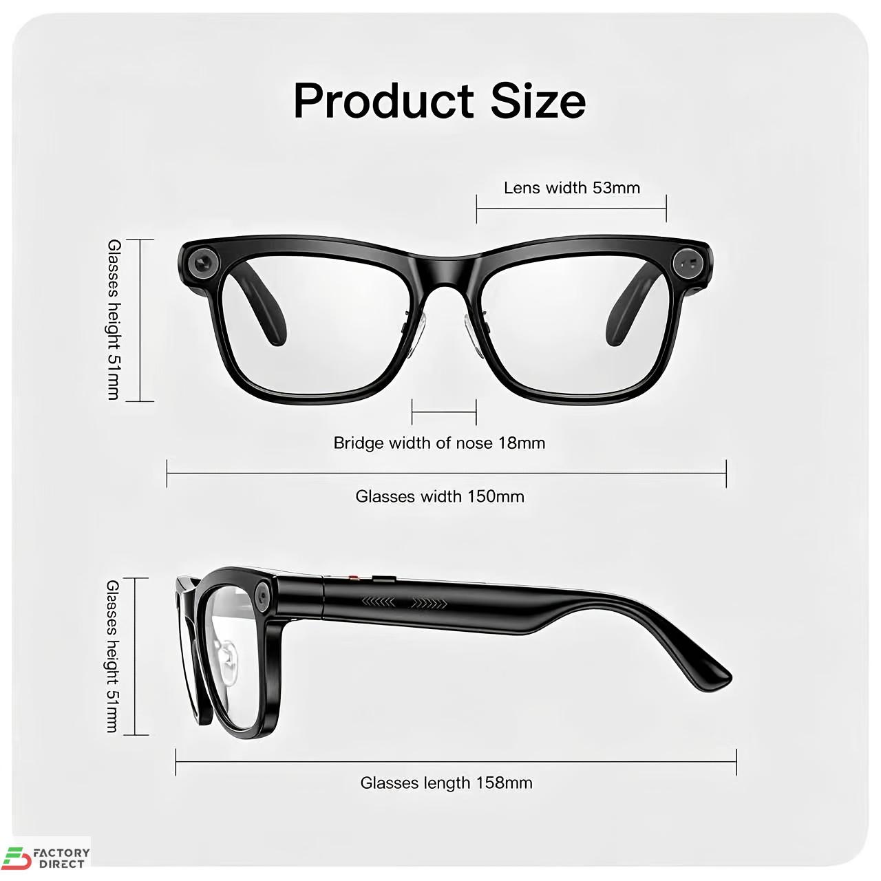 AI Smart Camera Glasses PEJE 1080P Video, TikTok Share, 8MP Camera, Real-Time Translation, Open-Ear Audio - Image 2