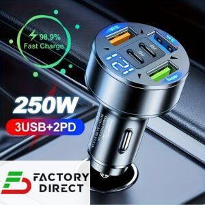 product-grid-gallery-item Upgraded Fast-Charge with Digital Display Car Charger | 2 PD and 3 USB-C Ports, Portable, Designed for Drivers and Passengers