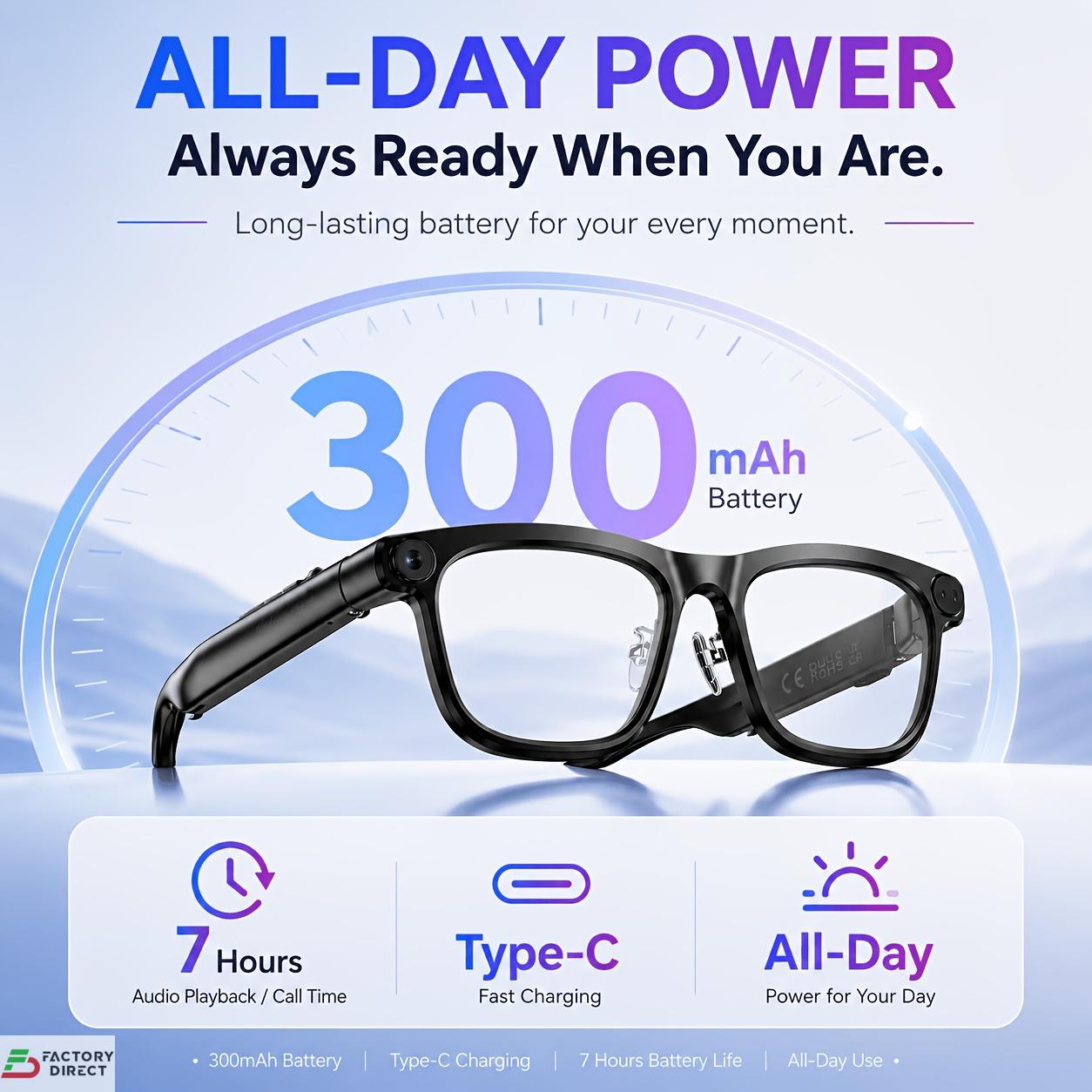 AI Smart Camera Glasses PEJE 1080P Video, TikTok Share, 8MP Camera, Real-Time Translation, Open-Ear Audio - Image 4