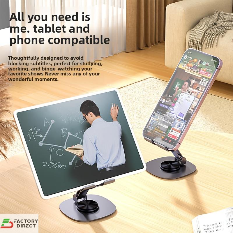 360° Rotating Metal Desktop Phone & Tablet Stand (Foldable & Adjustable) - Image 8
