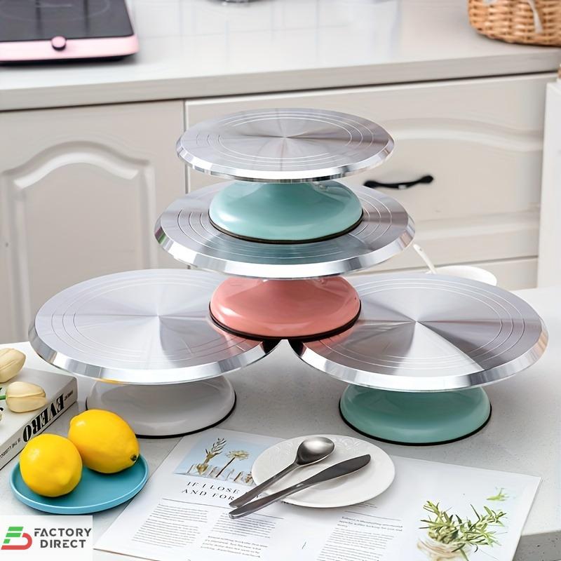 Rotating Baking Cake Turntable & Decoration Table – White/Pink 25.4 cm (10-Inch) - Image 2