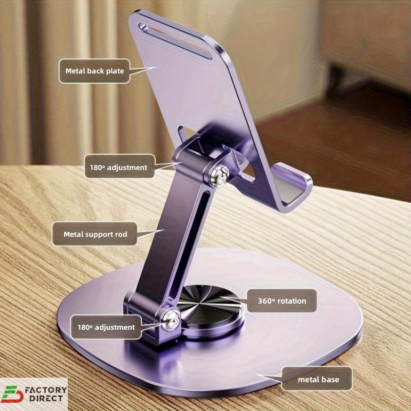 360° Rotating Metal Desktop Phone & Tablet Stand (Foldable & Adjustable)