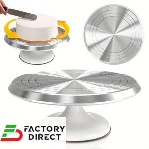 Rotating Baking Cake Turntable & Decoration Table – White/Pink 25.4 cm (10-Inch)