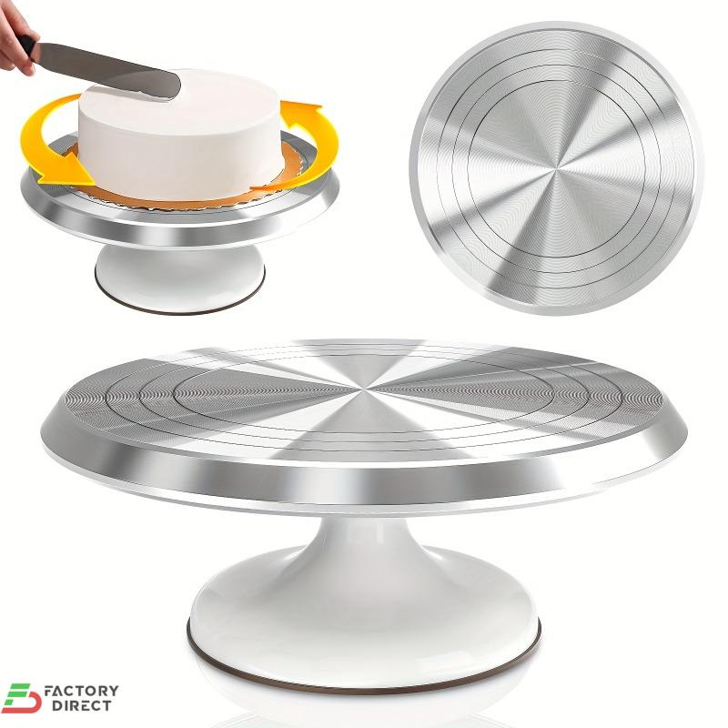Rotating Baking Cake Turntable & Decoration Table – White/Pink 25.4 cm (10-Inch)