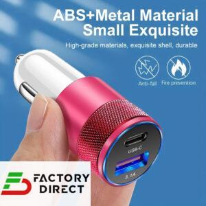 USB Car Charger PD Fast Charging Car Phone Charger with LED Ambient Light Compatible with for iphone, Android, Xiaomi, etc