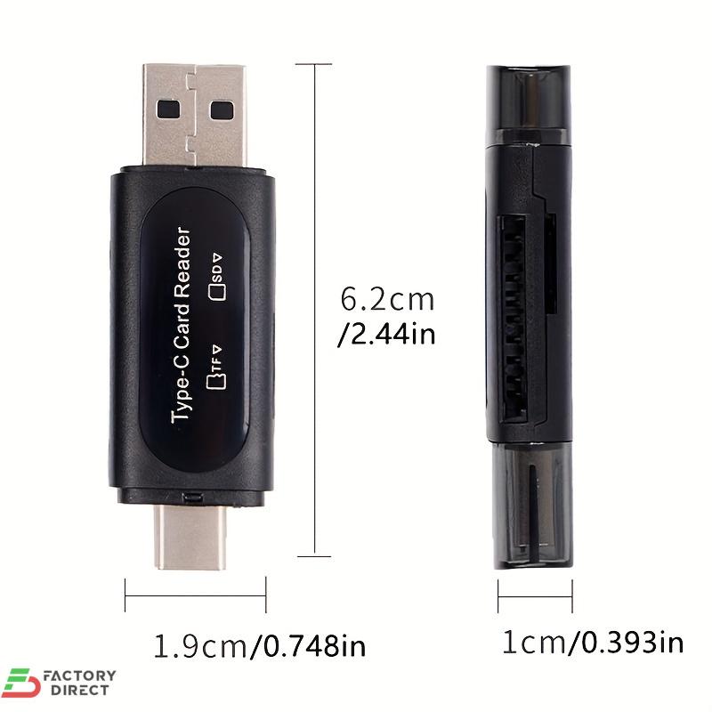 USB Memory Card Reader 4-in-1 USB-C & USB-A Dual Slot SD/TF - Image 2