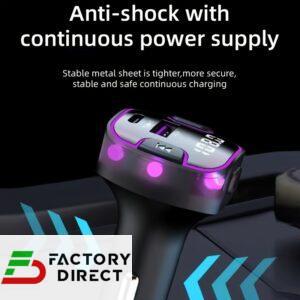 Wireless Car FM Transmitter with 7-Color RGB Ambient Light (Bluetooth V5.3)