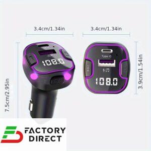 product-grid-gallery-item Wireless Car FM Transmitter with 7-Color RGB Ambient Light (Bluetooth V5.3)