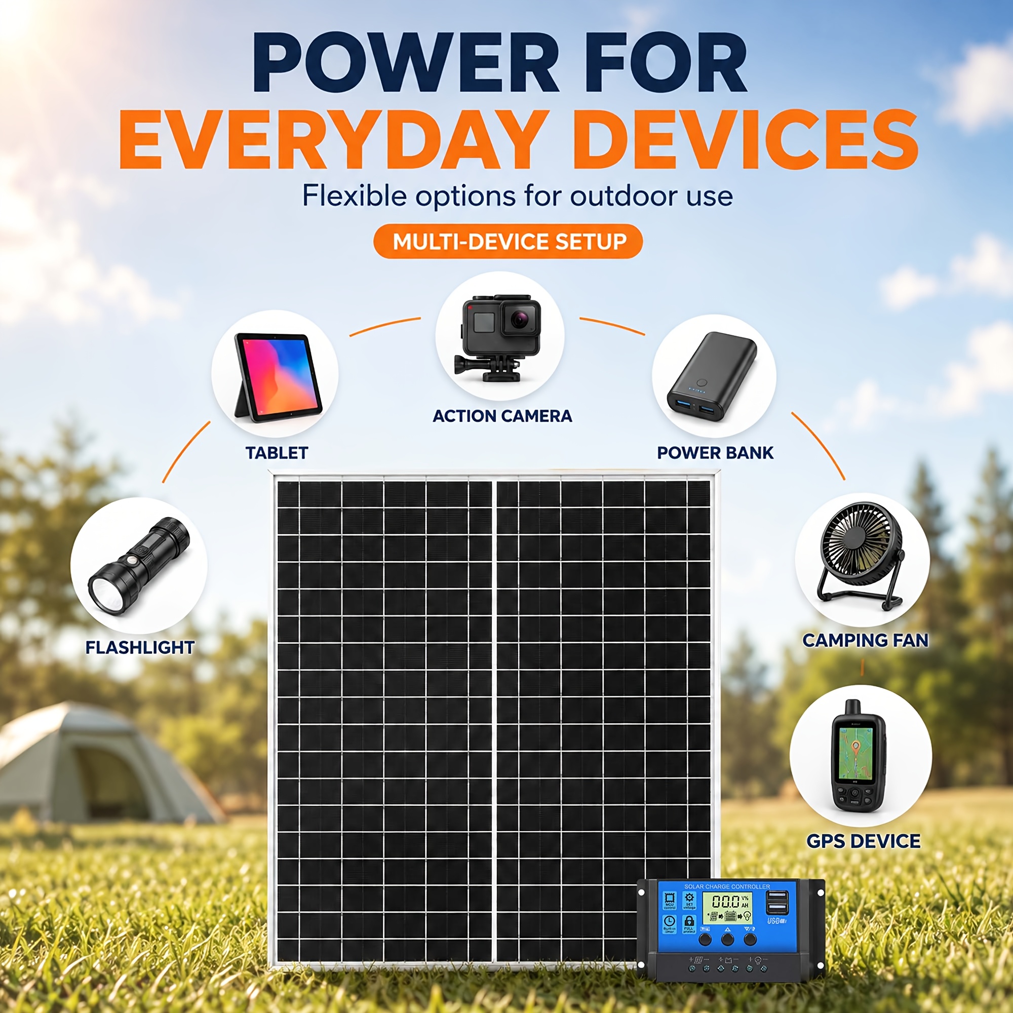 100W 12V Portable Photovoltaic Solar Panel Kit - Image 3